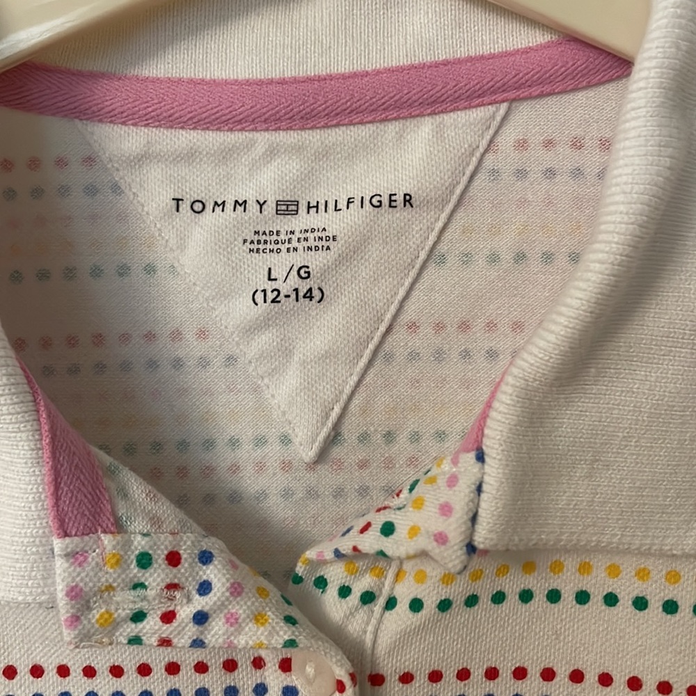 Cotton shirt, tommy hilfiger, white dotted shirt , 12 to 14 - Picture 3 of 4